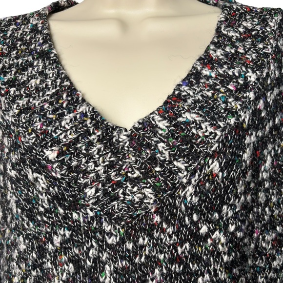 Stitch By Stitch Women’s Black Multicolor V Neck Acrylic Wool Blend Sweater SZ L - Picture 3 of 6